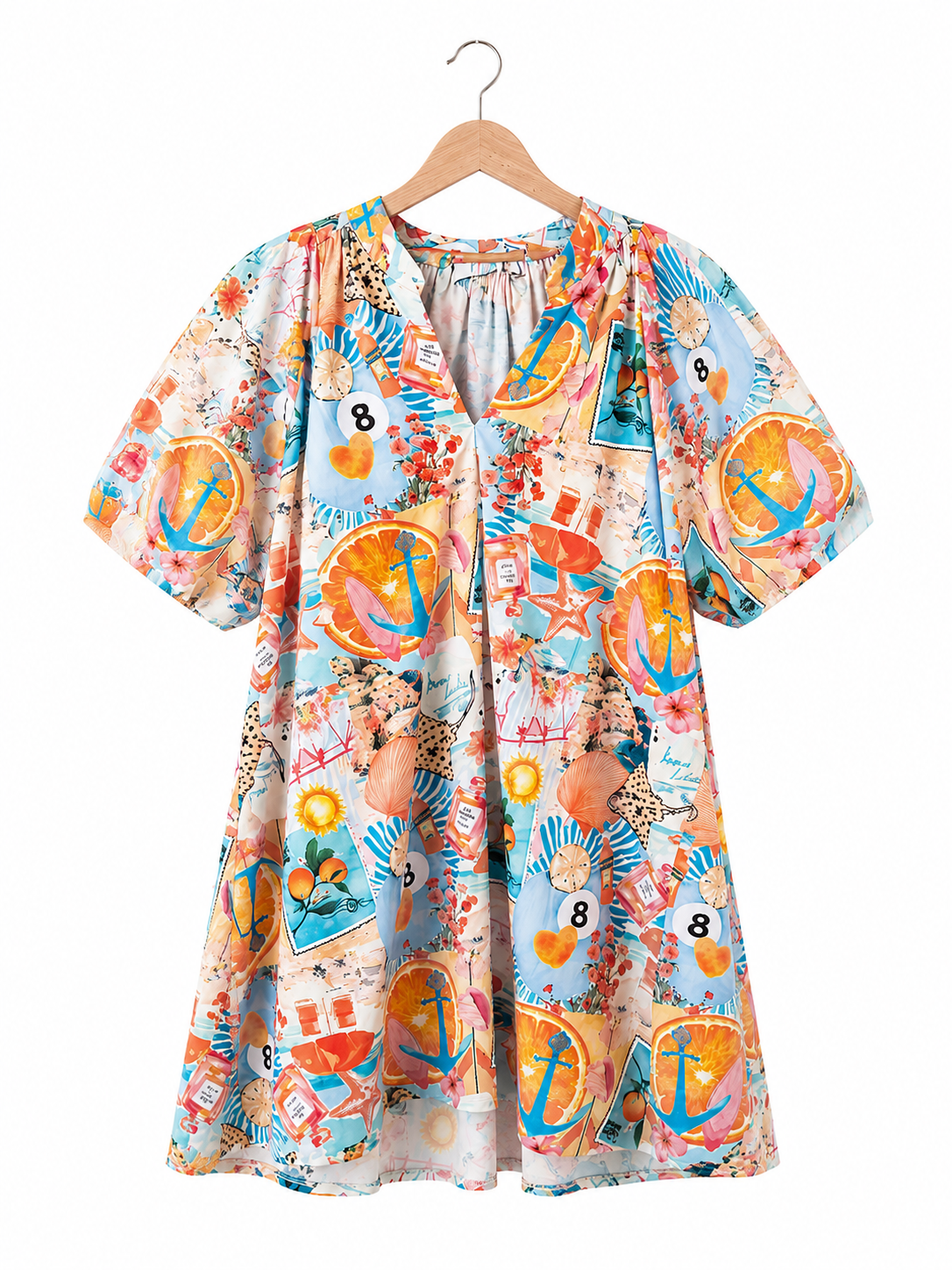 Robe courte imprimée manches bouffantes LOUNAE