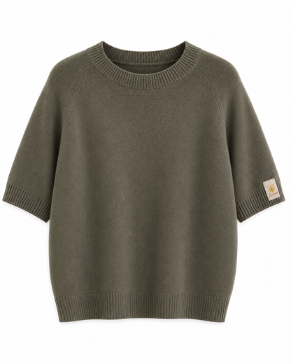 Pull rose manches courtes en maille douce LOUNAE, made in Italy