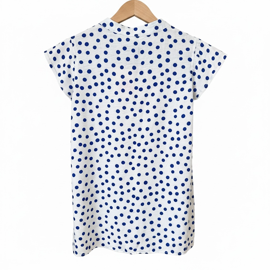 Blouse à pois bleus manches volantées LOUNAE