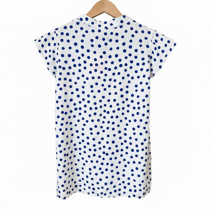 Blouse à pois bleus manches volantées LOUNAE