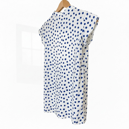 Blouse à pois bleus manches volantées LOUNAE
