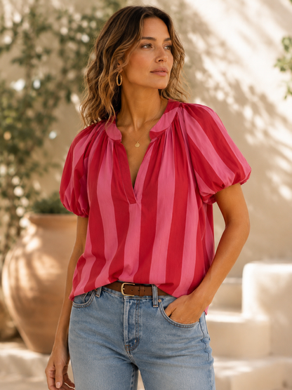 Blouse rayée rose et fuchsia LOUNAE