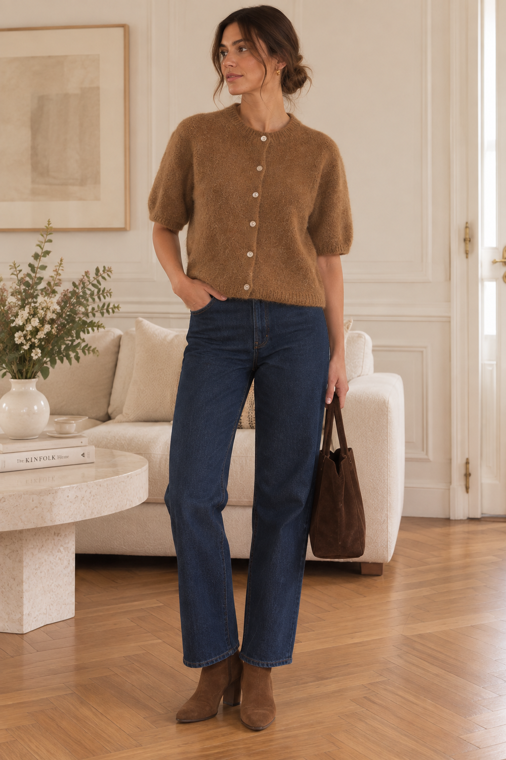 Cardigan manches courtes Camel LOUNAE