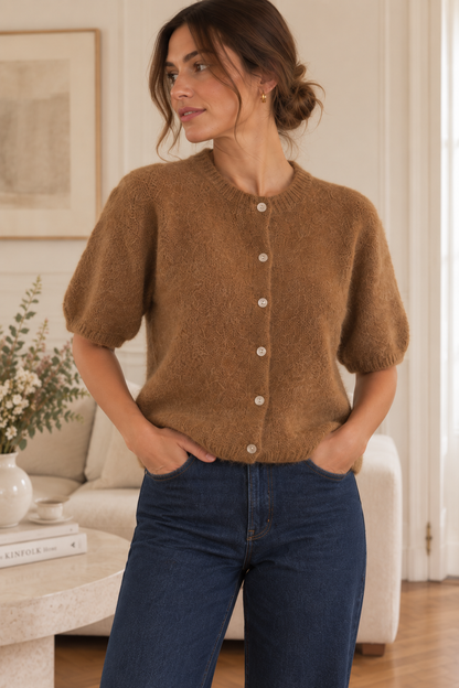 Cardigan manches courtes Camel LOUNAE
