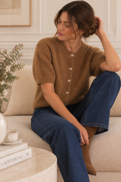 Cardigan manches courtes Camel LOUNAE