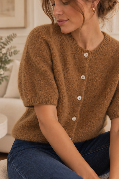 Cardigan manches courtes Camel LOUNAE