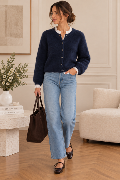 Cardigan manches longues bleu marine LOUNAE