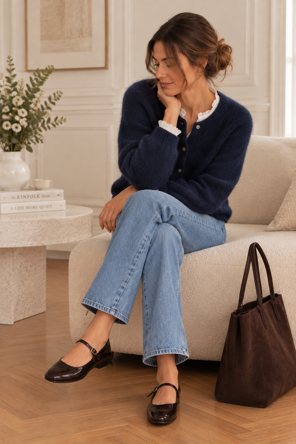 Cardigan manches longues bleu marine LOUNAE