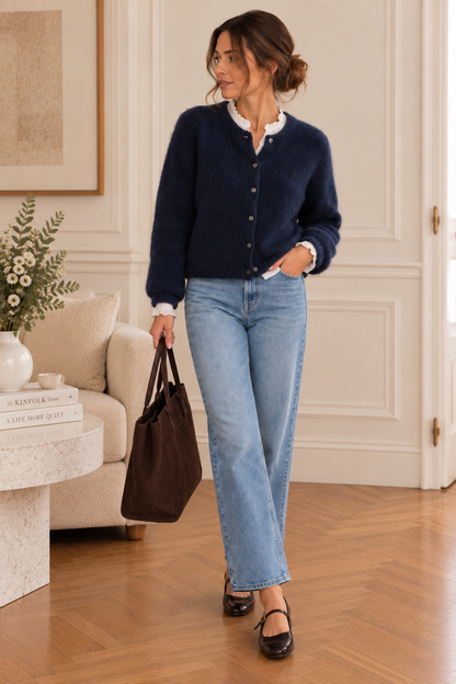 Cardigan manches longues bleu marine LOUNAE