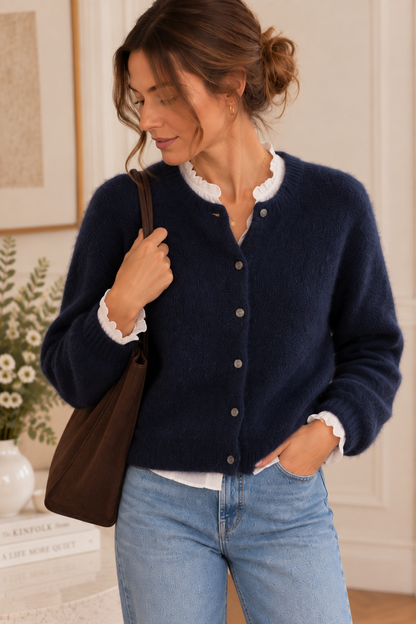 Cardigan manches longues bleu marine LOUNAE