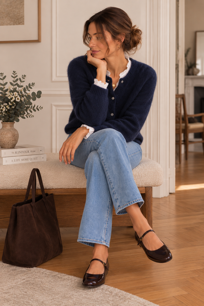 Cardigan manches longues bleu marine LOUNAE