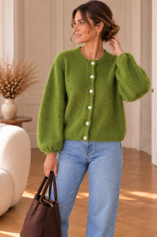 Cardigan Manches Longues Pistache Kid-Mohair LOUNAE