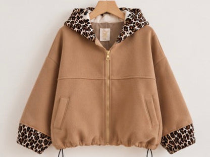 Blouson Johanna Overzise Camel Imprimé Léopard LOUNAE