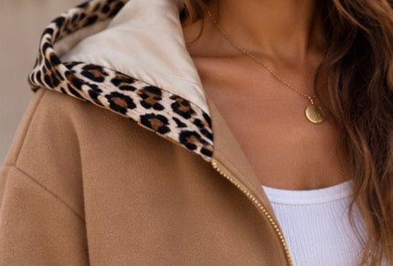 Blouson Johanna Overzise Camel Imprimé Léopard LOUNAE
