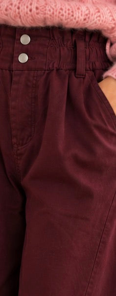 Pantalon Alba Barrel Couleur Prune en Coton LOUNAE